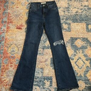 Redial by nasty gal flare jeans with knee rip size small, eur 36